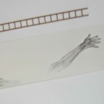drawing of hands on a paper roll July 2012 sharon Kelly